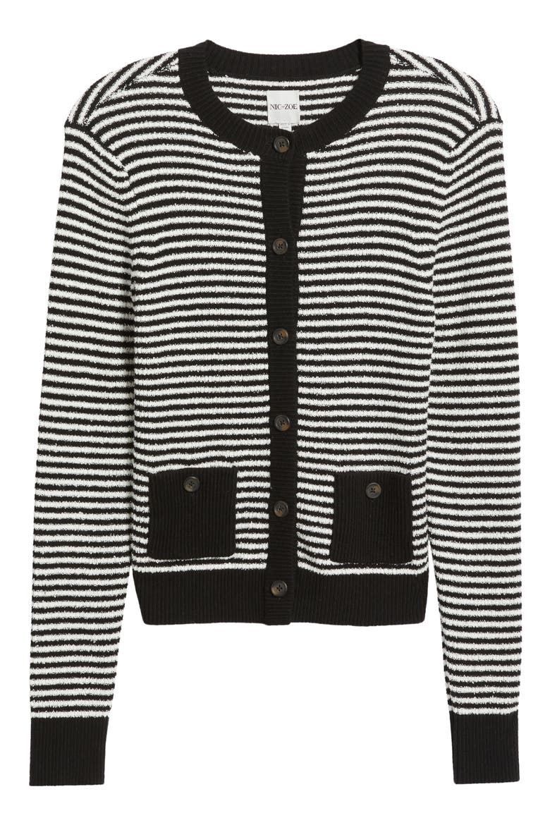 Textured Stripe Button Cardigan, Alternate, color, BLACK MULTI
