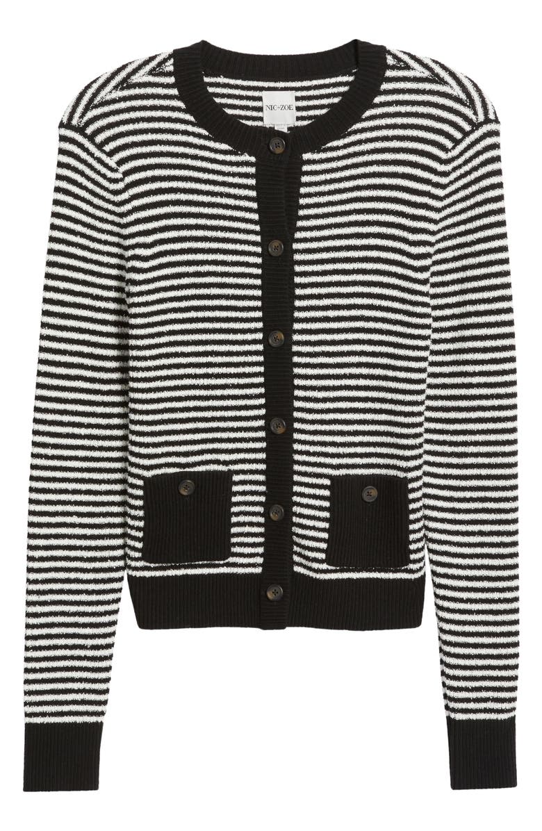 NIC+ZOE Textured Stripe Button Cardigan, Alternate, color, Black Multi