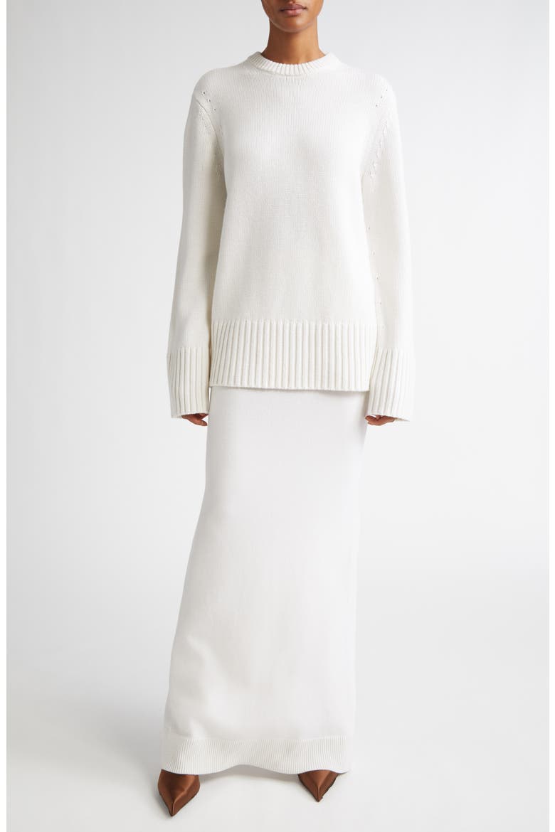 Back Slit Cashmere Blend Maxi Sweater Skirt, Alternate, color, OPTIC WHITE