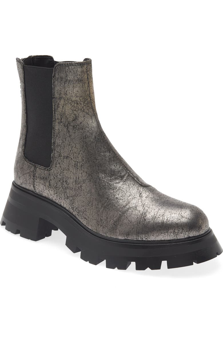 DKNY Sasha Lug Chelsea Boot, Main, color, Dark Gunmetal Cracked Leather