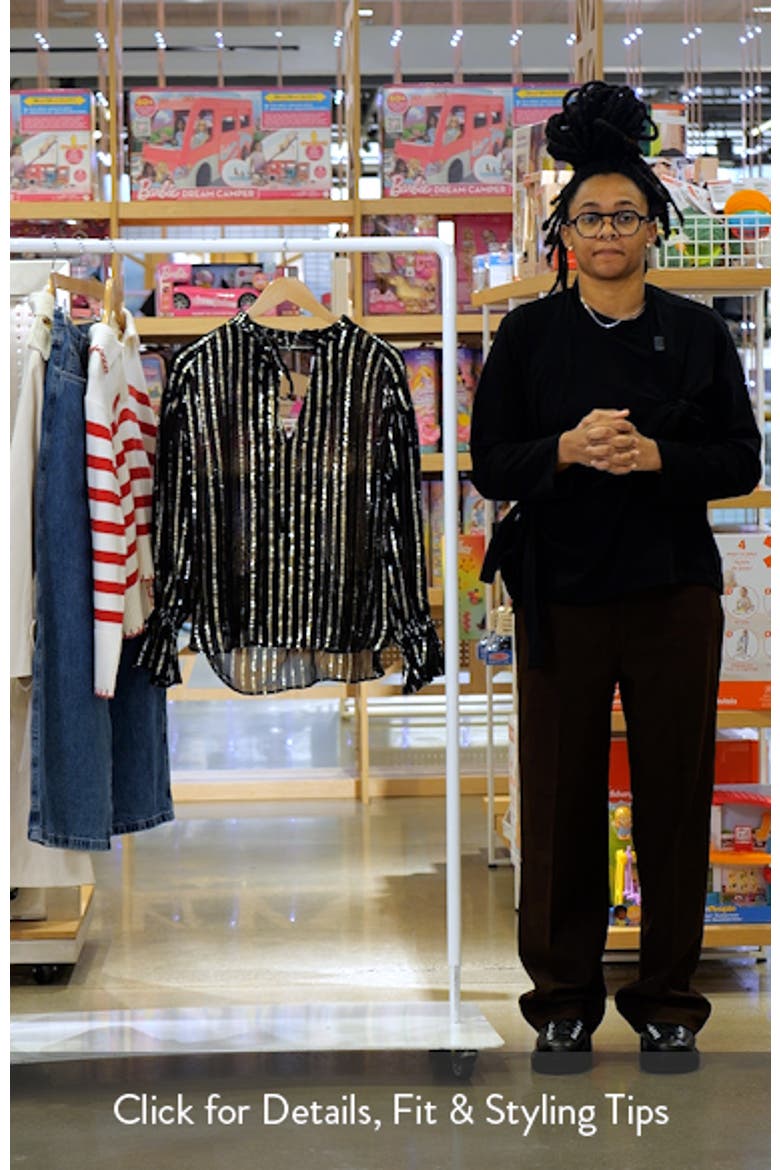 Farah Stripe Metallic Cutout Blouse video
