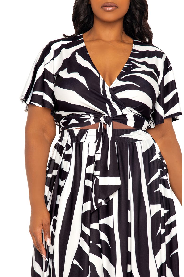 Animal Print Wrap Crop Top & Maxi Skirt Set, Alternate, color, MULTI