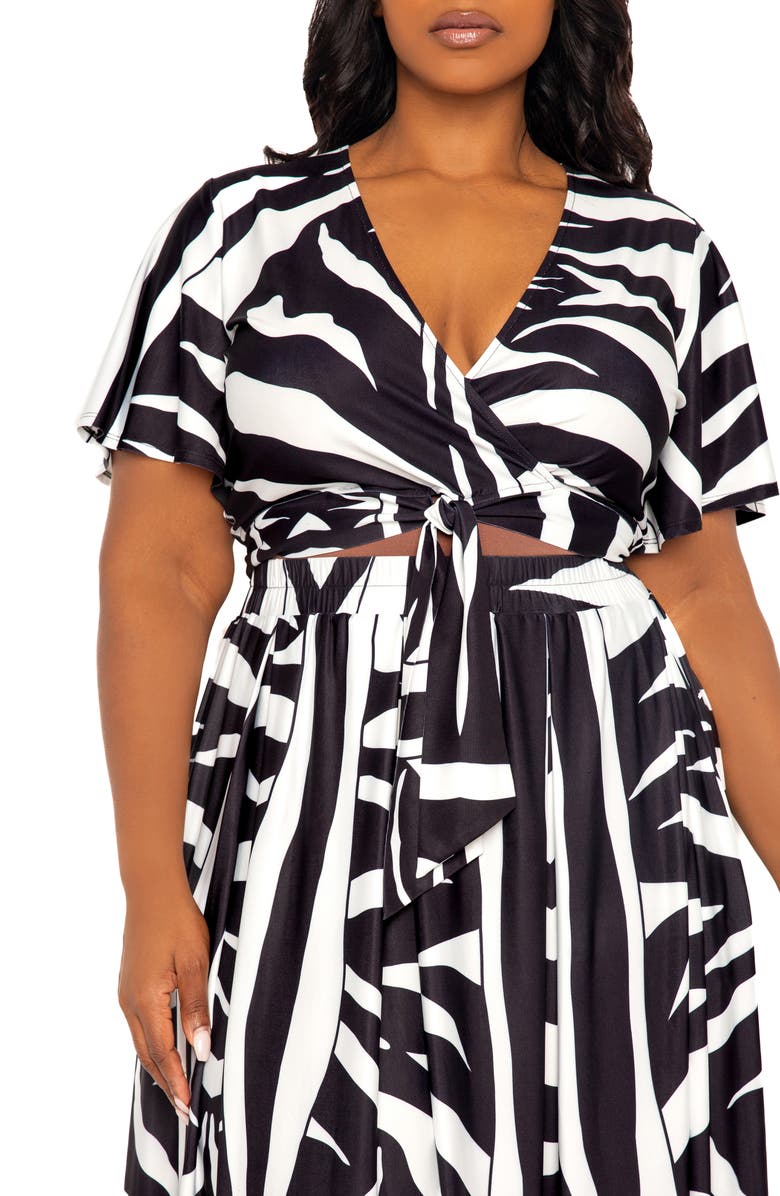 BUXOM COUTURE Animal Print Wrap Crop Top & Maxi Skirt Set, Alternate, color,