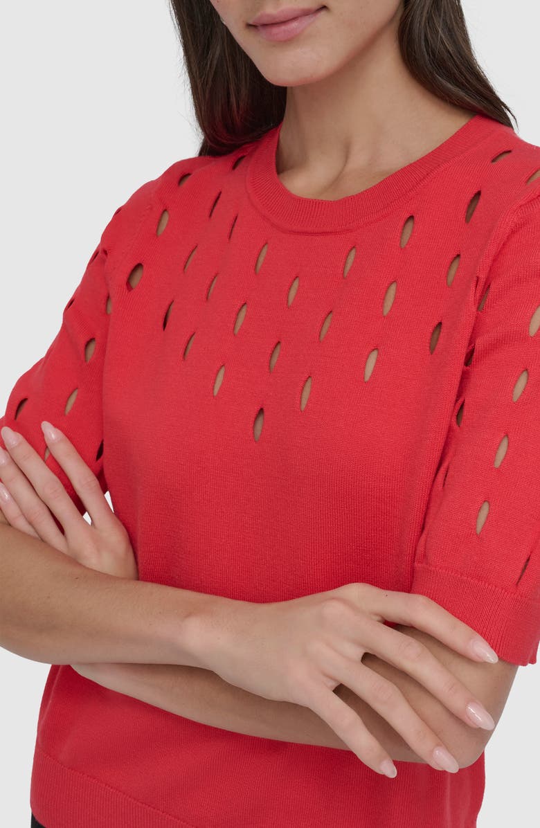 DKNY Cutout Detail Sweater, Alternate, color, Watermelon
