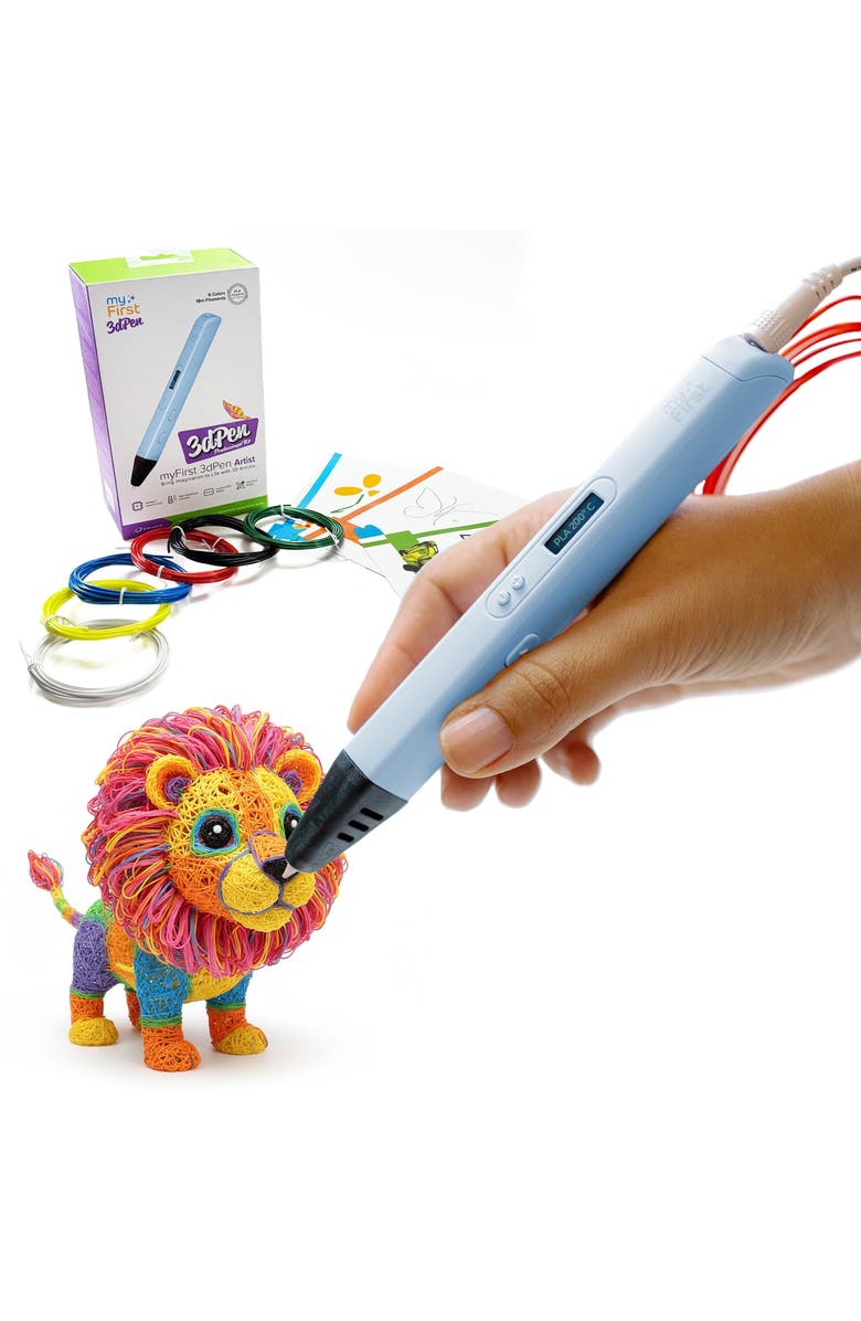 myFirst 3D Pen Artist - 3D Printing Pen with 6 PLA Filament Colors, Stencil Book, Main, color, Blue
