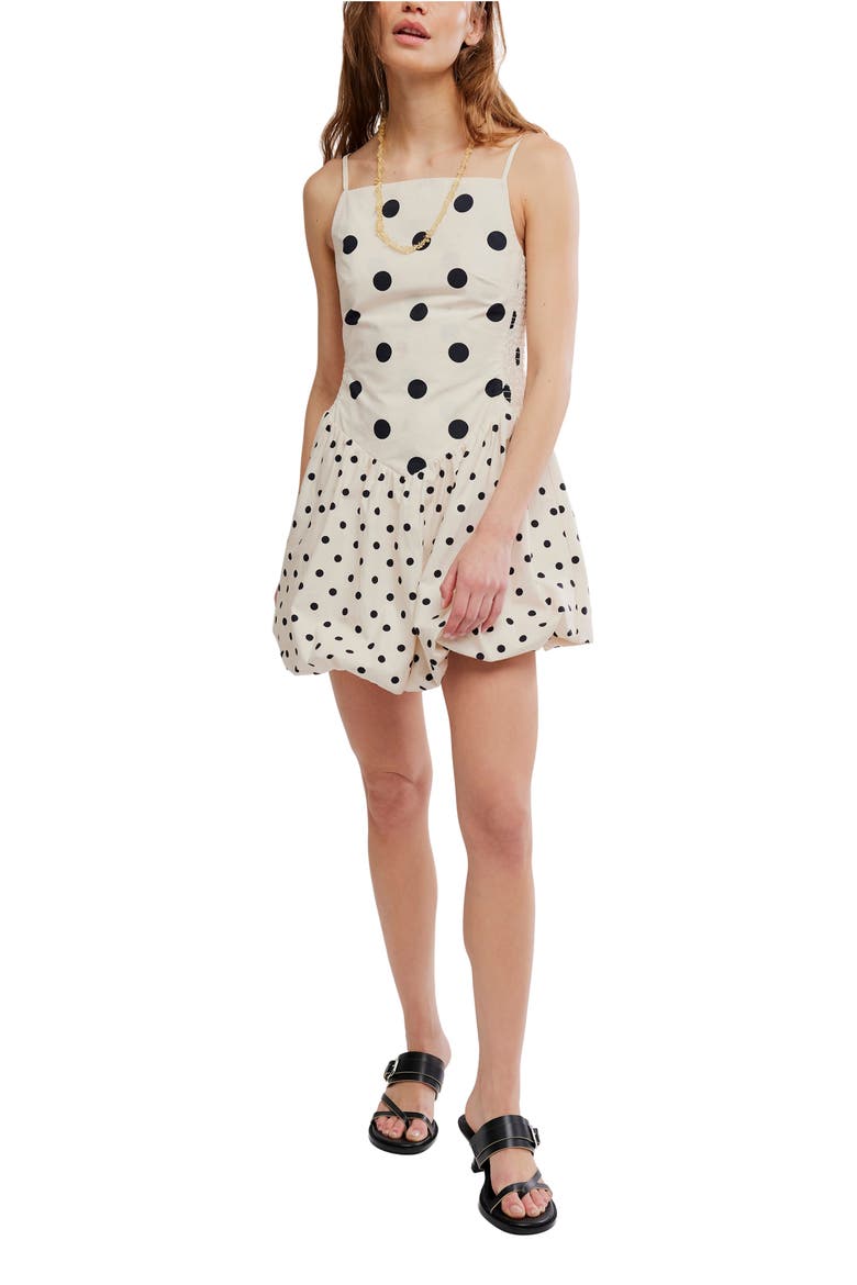 Misty Polka Dot Bubble Hem Minidress, Main, color, TEA COMBO