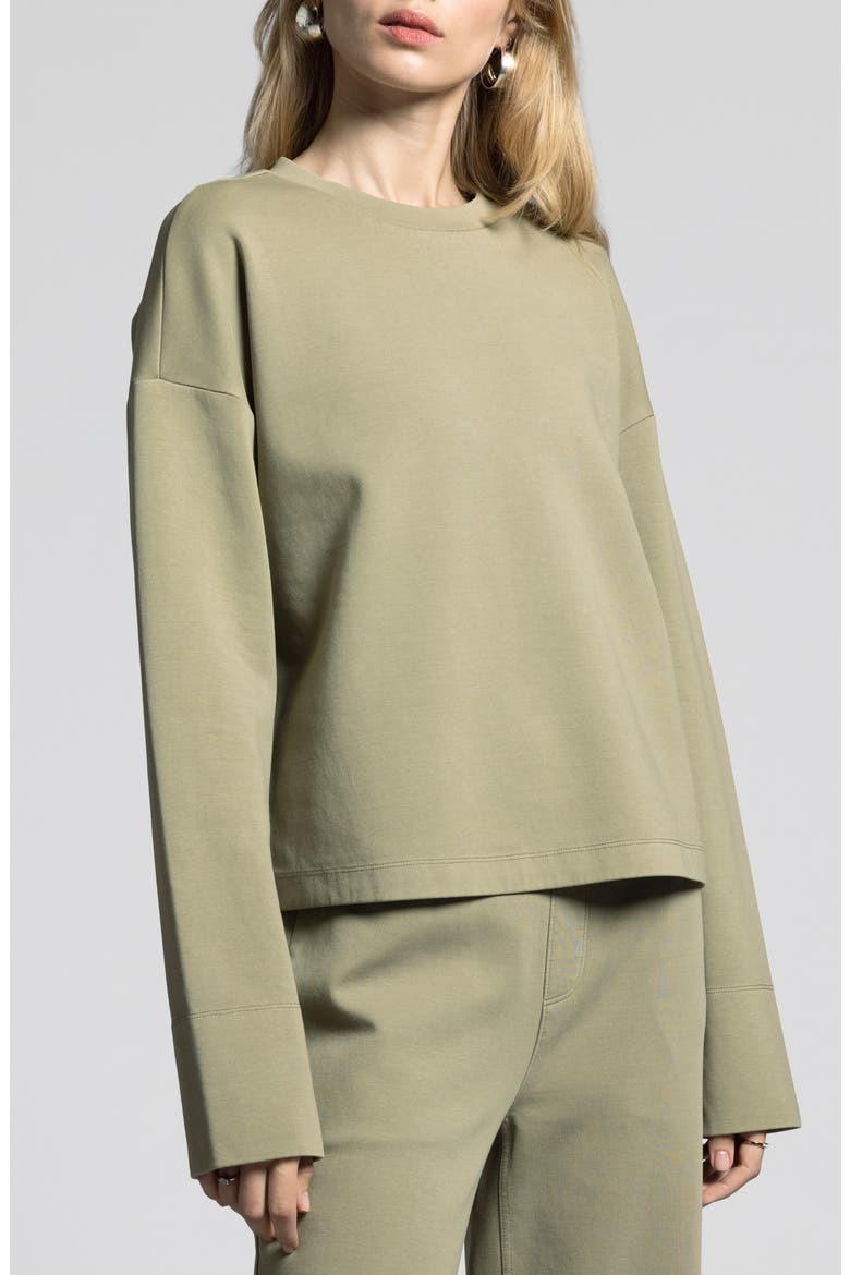 Genevieve Cotton Blend Crewneck Sweatshirt, Alternate, color, BONSAI