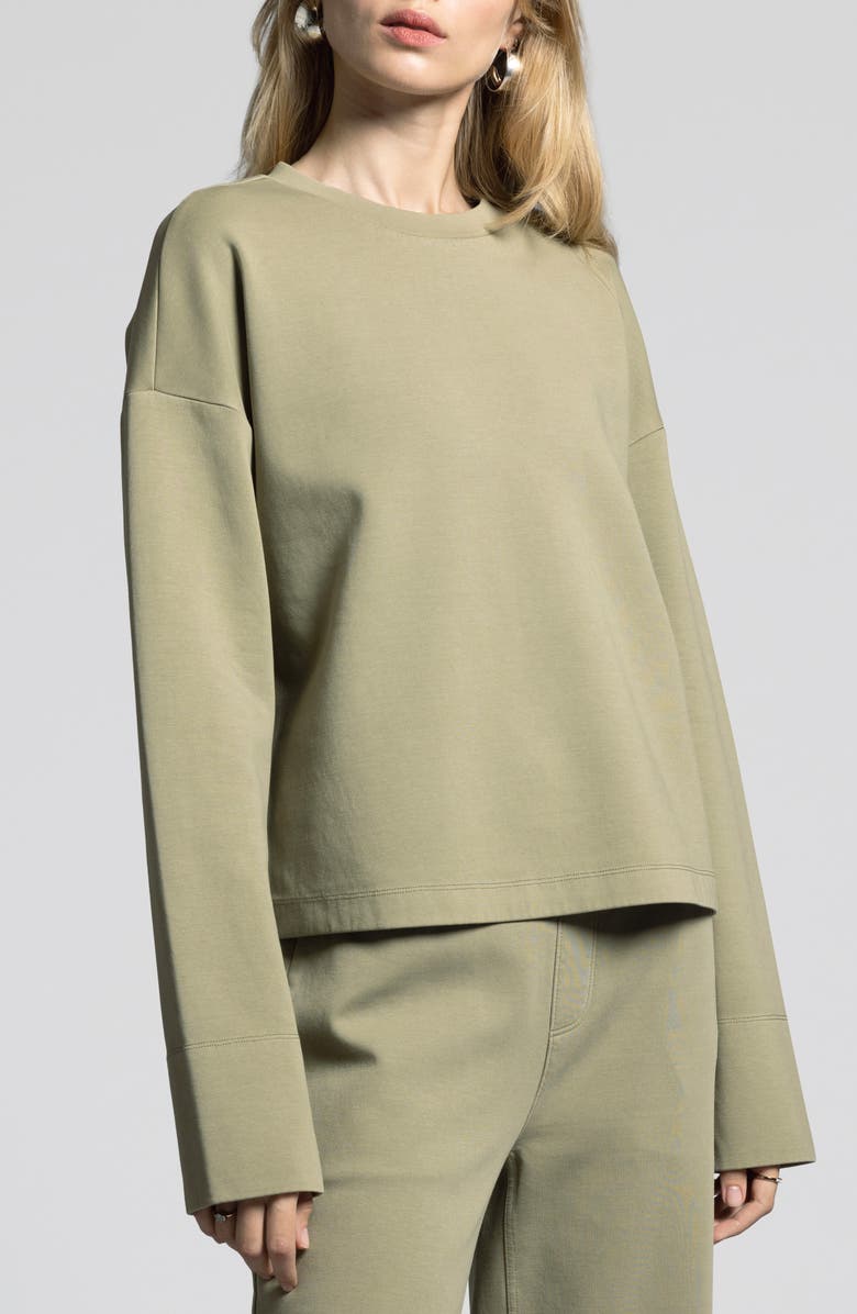 WEEKEND LOS ANGELES Genevieve Cotton Blend Crewneck Sweatshirt, Alternate, color, Bonsai