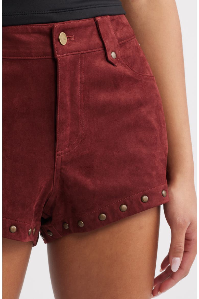 Studded Faux Suede Shorts, Alternate, color, BARDOT