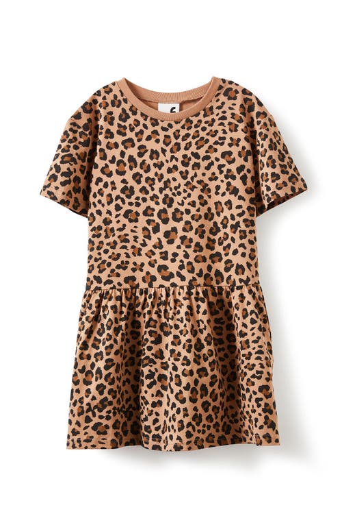 Shop Cotton On Kids Kid's Willow Short Sleeve Dress In Taupy Brown Leopard