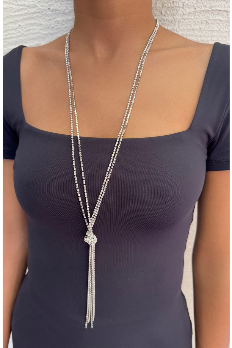 Knotted Box Chain Lariat Necklace, Alternate, color, SILVER