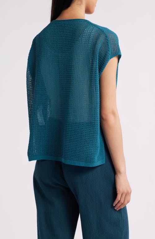 Eileen Fisher Open Stitch Organic Cotton Sweater In Harbor