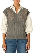 Wit & Wisdom Floral Embroidered Two-Fer Sweater Vest