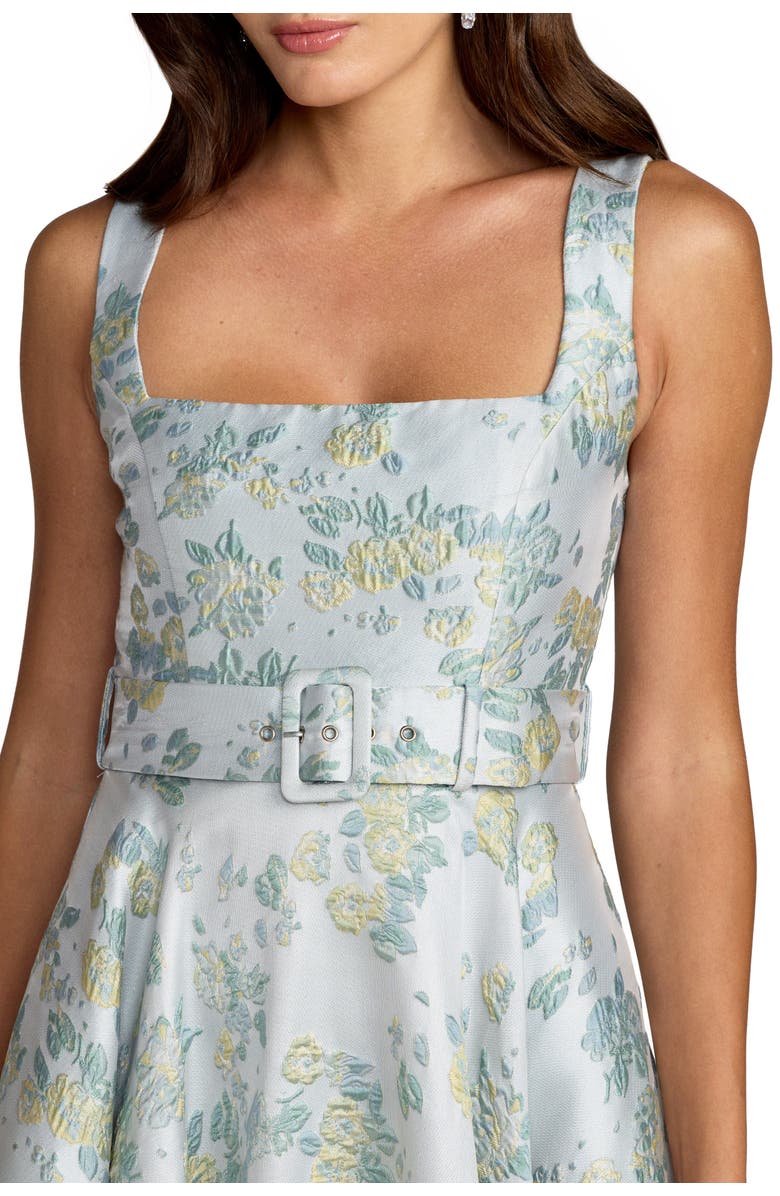Mac Duggal Sleeveless Belted A-Line Midi Dress, Alternate, color, Blue Multi