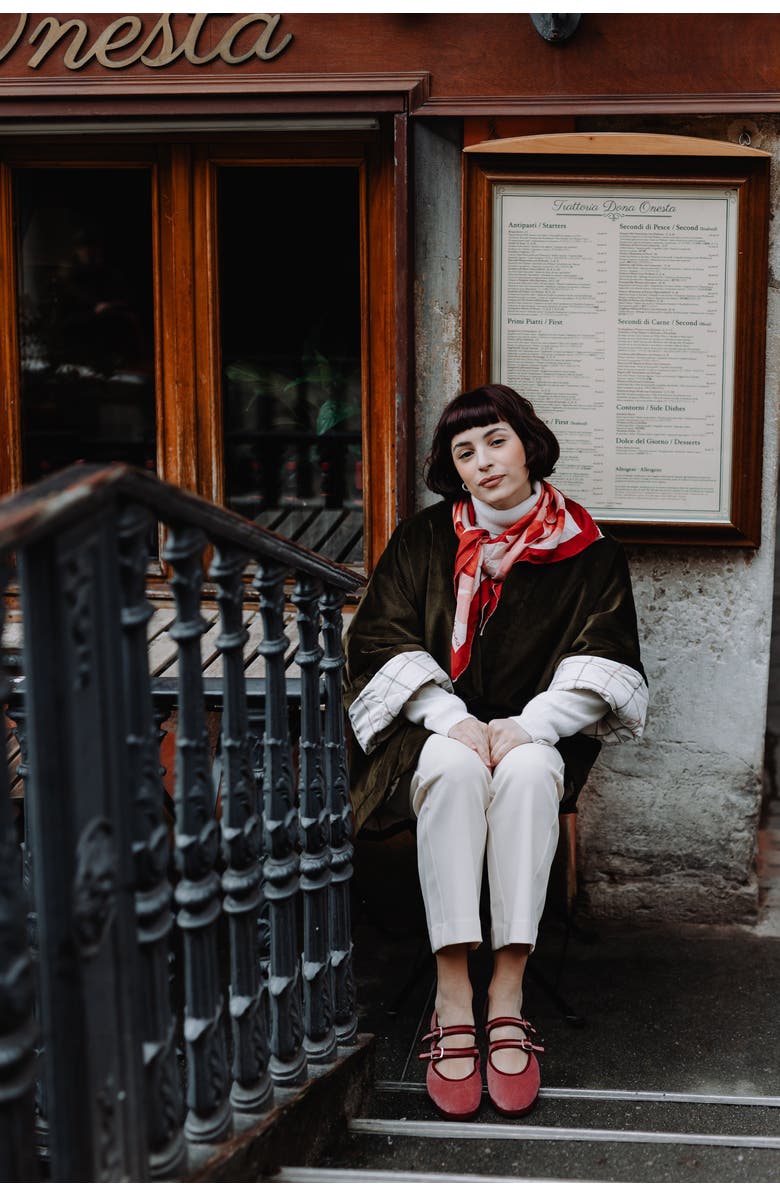 Gondolina Shoes Petal Double Strap Mary Jane Flats, Alternate, color, Rosé Wine