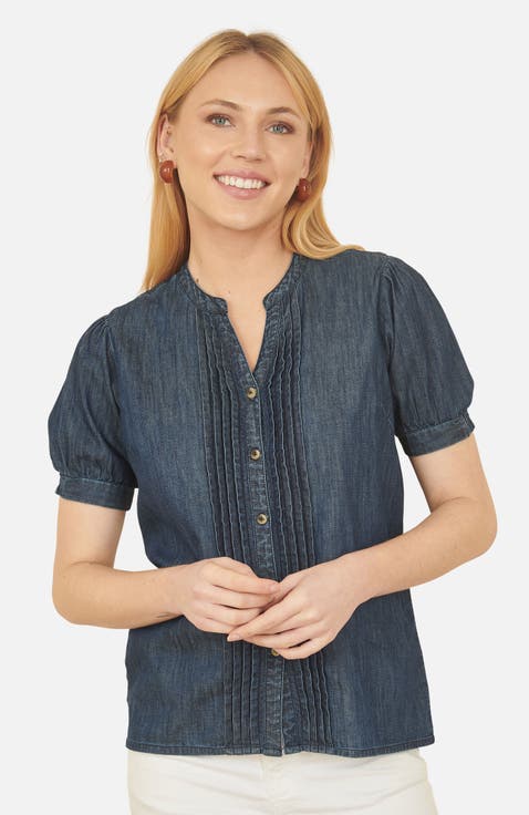 Chambray Pleated Denim Shirt