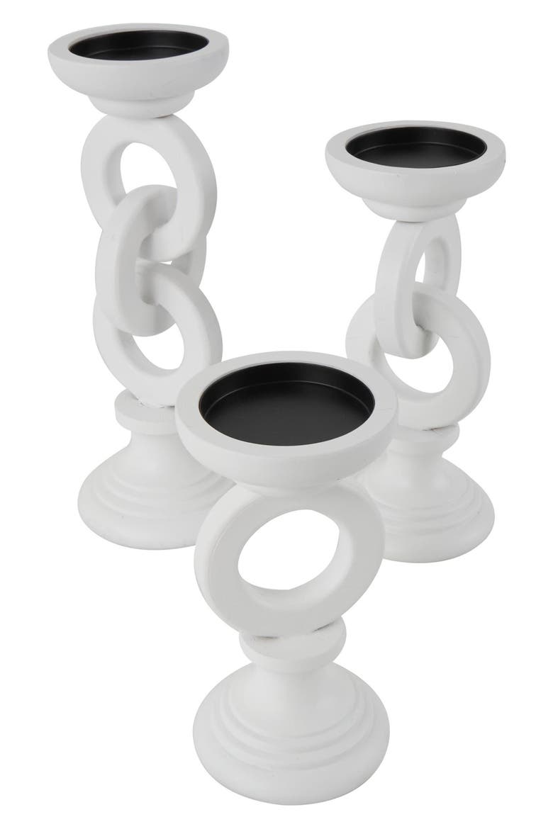 Set of 3 Candleholders, Alternate, color, WHITE