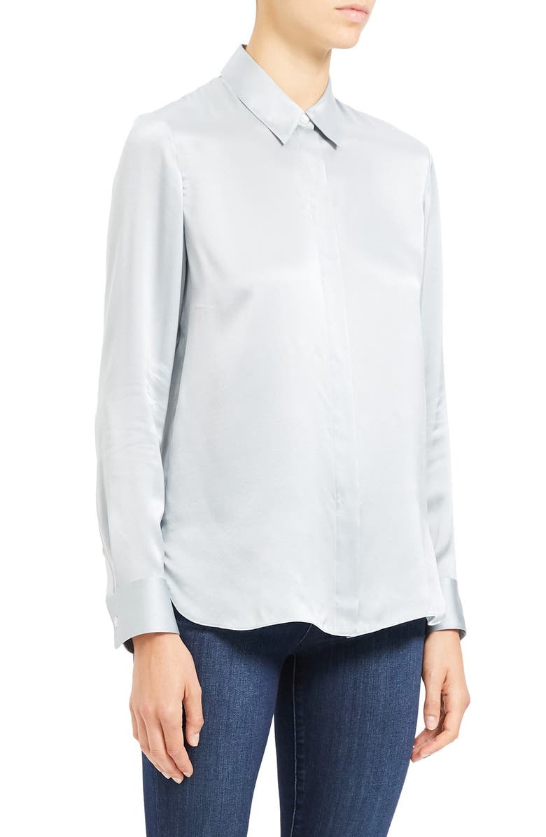 Theory Silk Button-Up Shirt, Alternate, color,