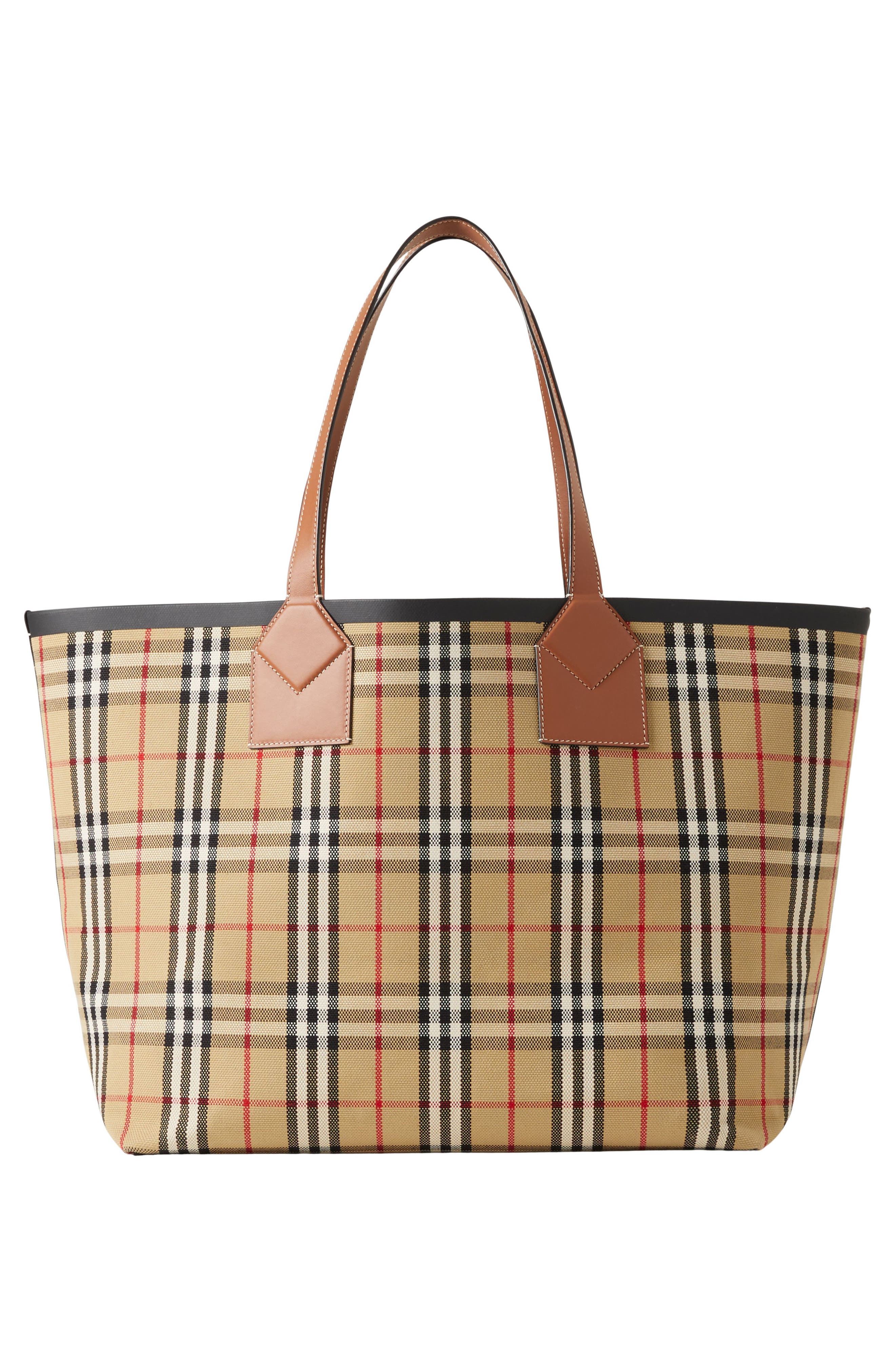Burberry Large London Check Cotton Canvas Tote, Alternate, color, 