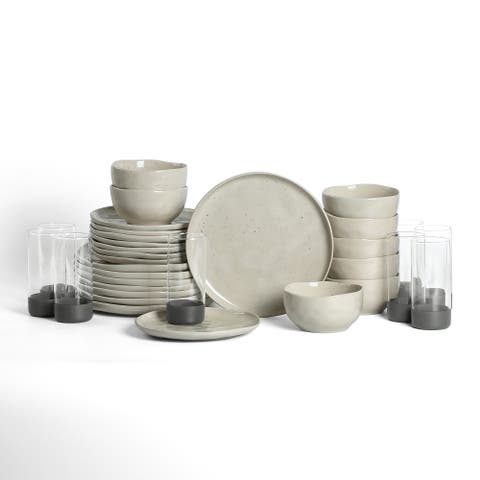 Mirella Stoneware 32-Piece Dinnerware Set with Glasses