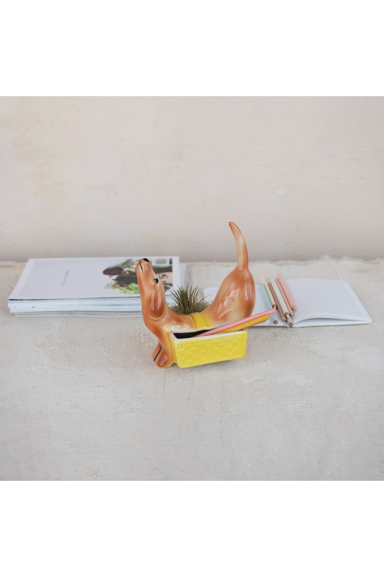 Dog-Shaped Planter with Dual Sections, Alternate, color, Brown