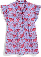 vineyard vines Floral Flutter Sleeve Cotton Top