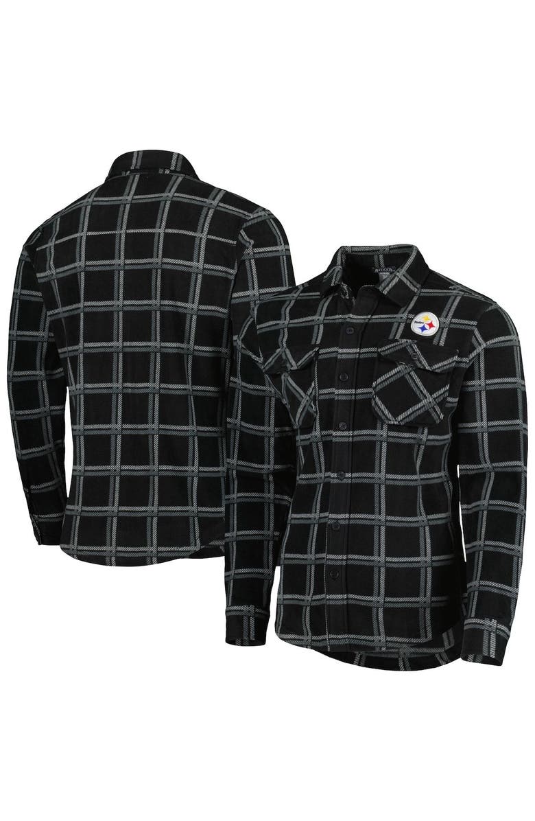 ANTIGUA Men's Antigua Black Pittsburgh Steelers Industry Flannel Button-Up Shirt Jacket, Main, color, Black