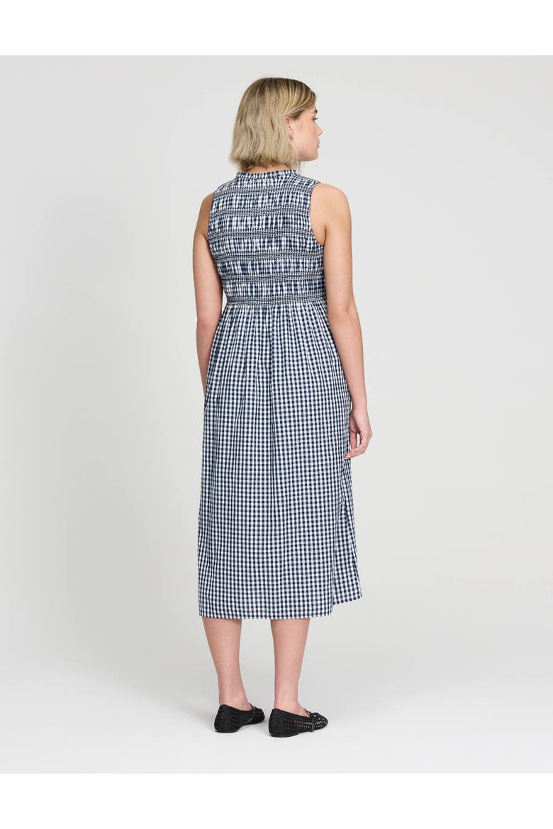 Petite Hadlee Gingham Shirred Midi Dress, Alternate, color, Black Gingham