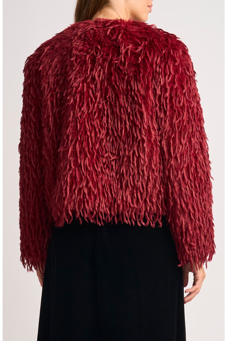 Faux Ostrich Feather Jacket, Alternate, color, POMEGRANATE
