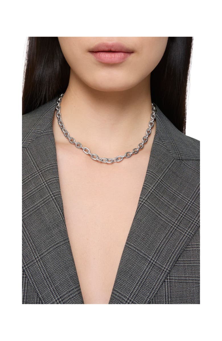 Burberry Charm Chain Necklace, Alternate, color, Silver