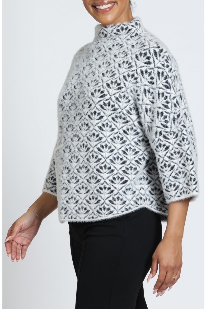 Abstract Floral Mock Neck Sweater, Alternate, color, MONOCHROME MOSAIC