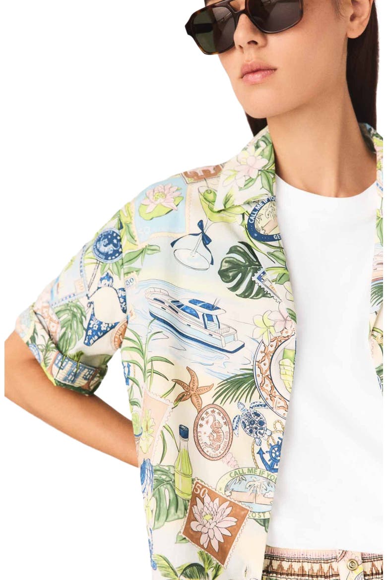 Patterned cropped shirt, Alternate, color, Postcard print