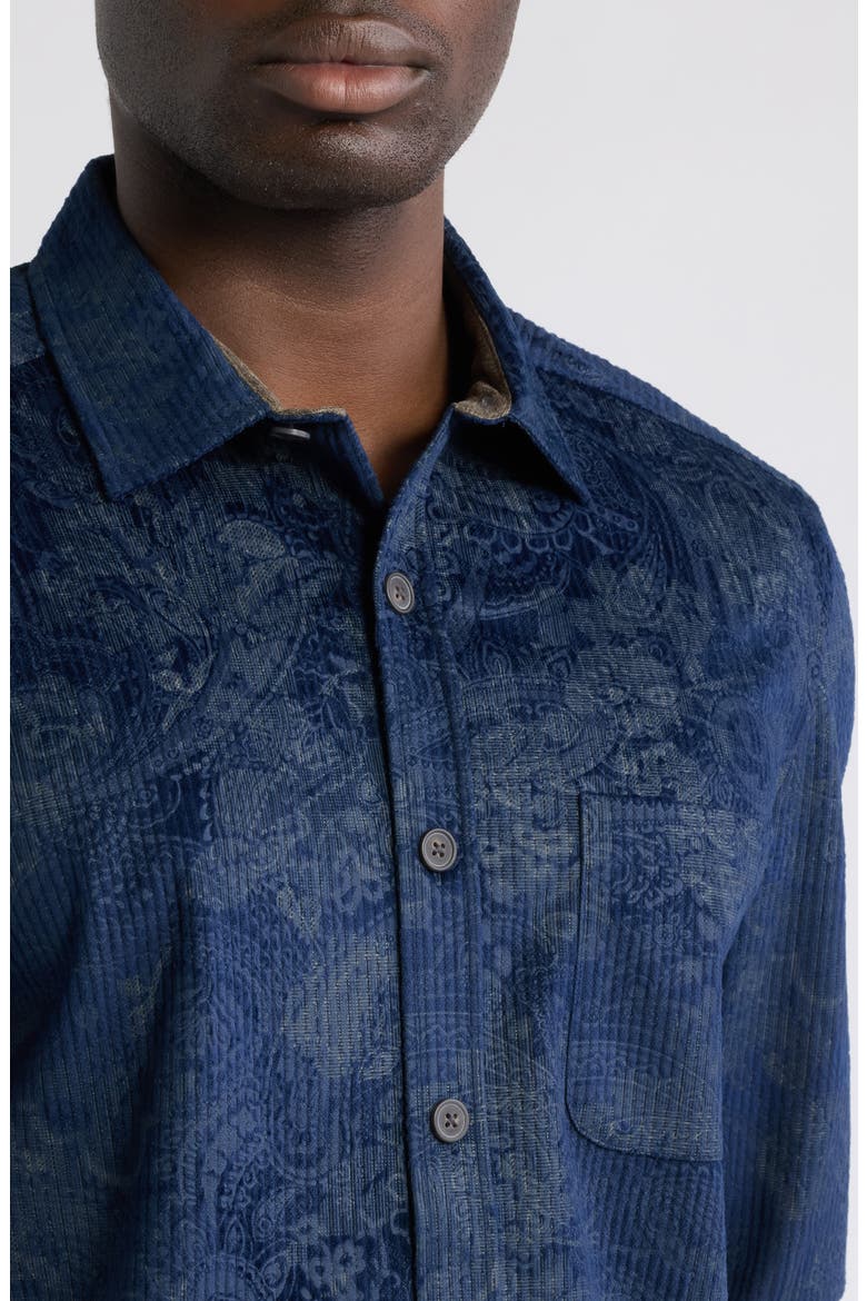 Cutler Paisley Stretch Cotton Corduroy Button-Up Shirt, Alternate, color, NAVY PAISLEY