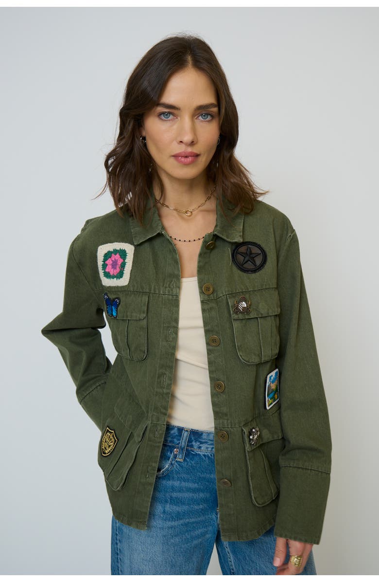 Central Park West Women's Brady Patch Shacket, Main, color, Fatigue Green