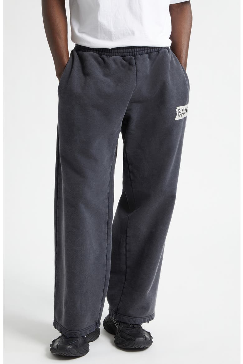 Masking Tape Logo Heavy Fleece Sweatpants, Main, color, FADED WASHED BLACK