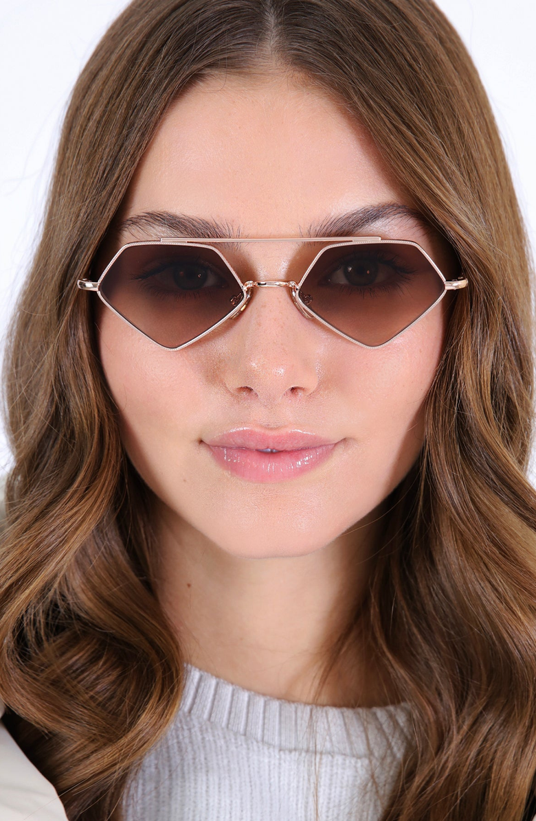Illesteva Bayley Sunglasses, Alternate, color, Rose Gold / Brown