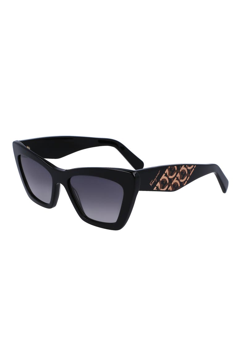 Gancini 55mm Gradient Rectangle Sunglasses, Alternate, color, BLACK