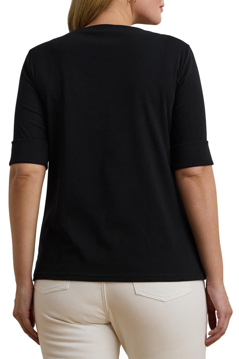Stretch Cotton Boat Neck Tee, Alternate, color, POLO BLACK