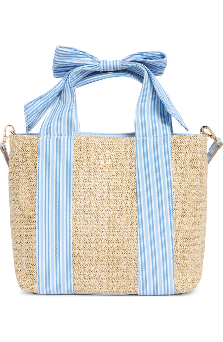 Nanette Lepore Bow Handle Tote, Main, color, Natural-Blue Stripe