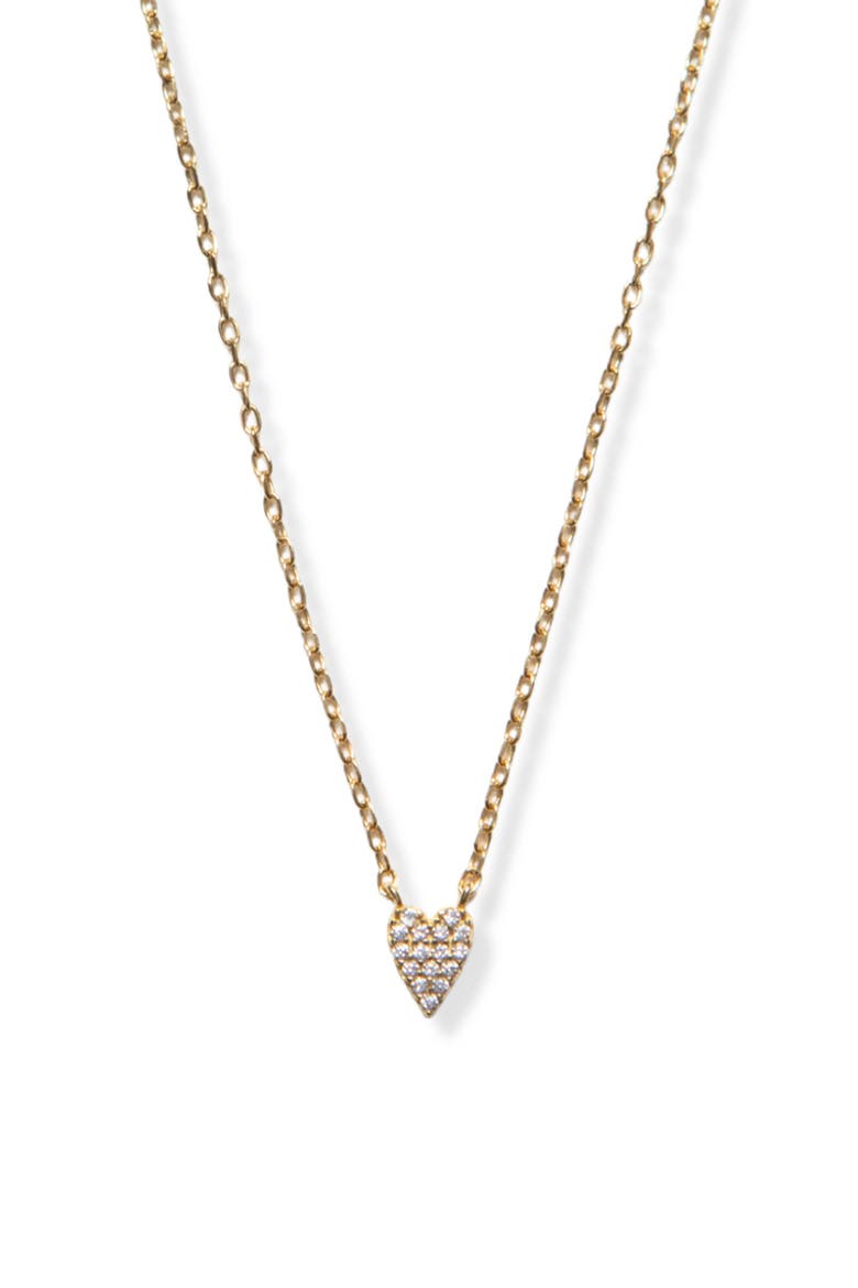 Pavé Cubic Zirconia Heart Pendant Necklace, Main, color, GOLD