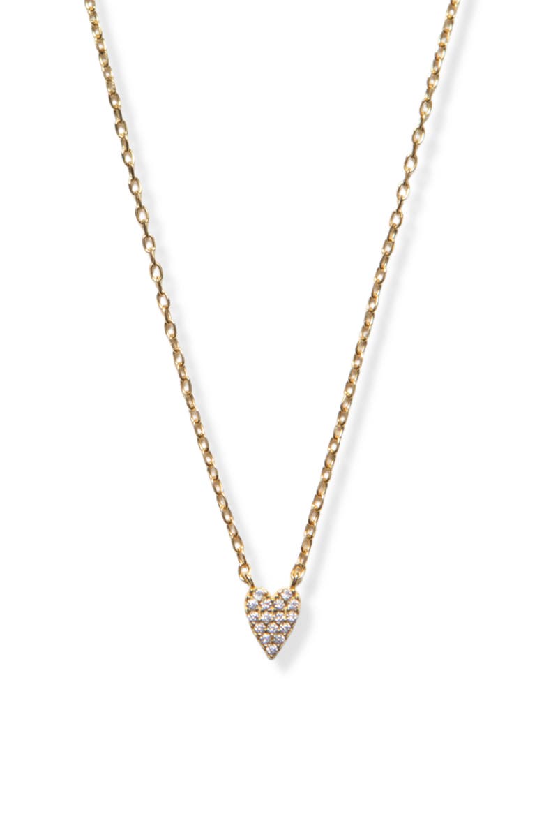 Argento Vivo Sterling Silver Pavé Cubic Zirconia Heart Pendant Necklace, Main, color, Gold