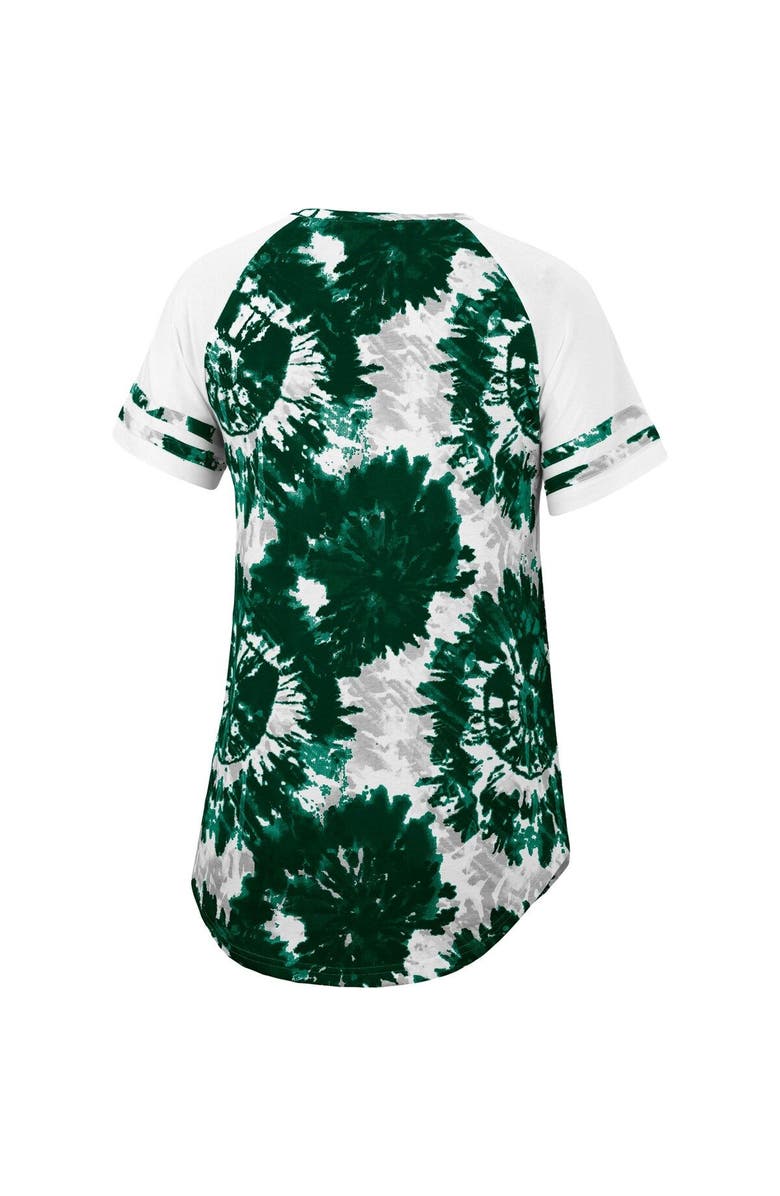 COLOSSEUM Women's Colosseum Green/White Michigan State Spartans Annie Oversized Tie-Dye Raglan T-Shirt, Alternate, color, 