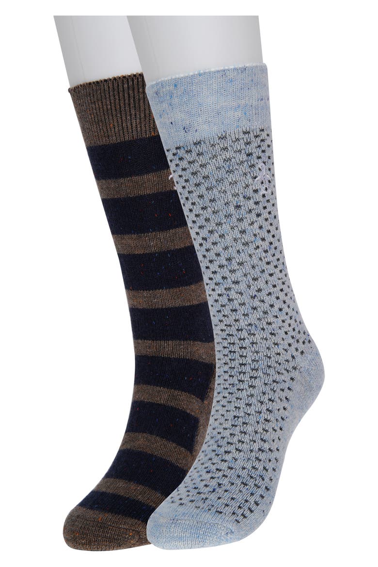 Waffle Texture Crew Socks - Pack of 2, Main, color, BLUE DUST
