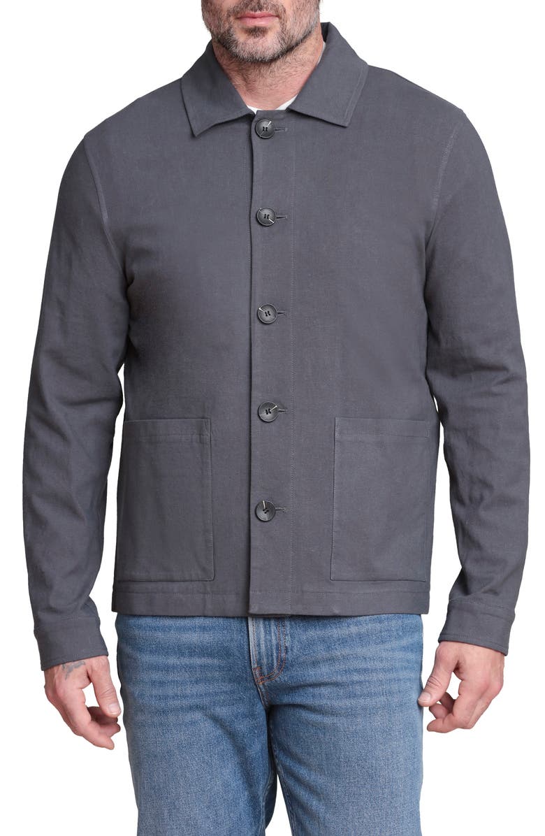 Bagatelle Relaxed Fit Linen & Cotton Work Jacket, Main, color, Charcoal