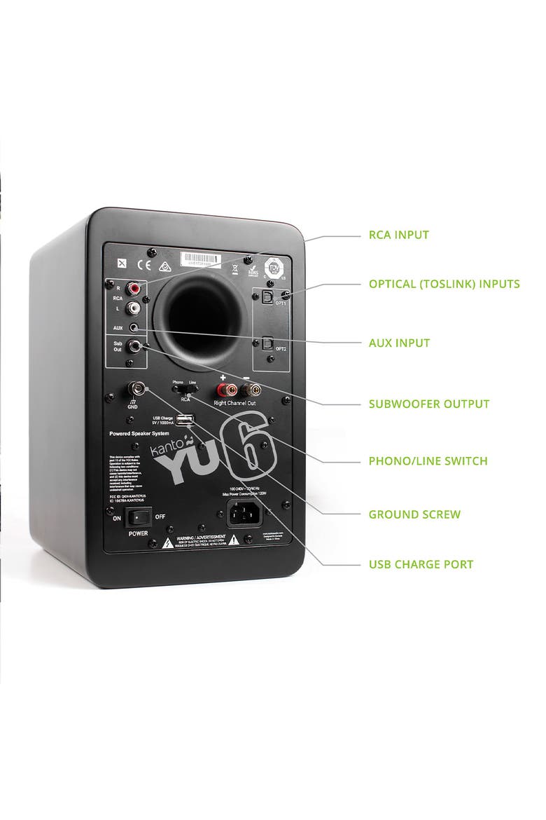 YU6 Powered Bookshelf Speakers with Built-In Bluetooth - Pair, Alternate, color, Matte Black