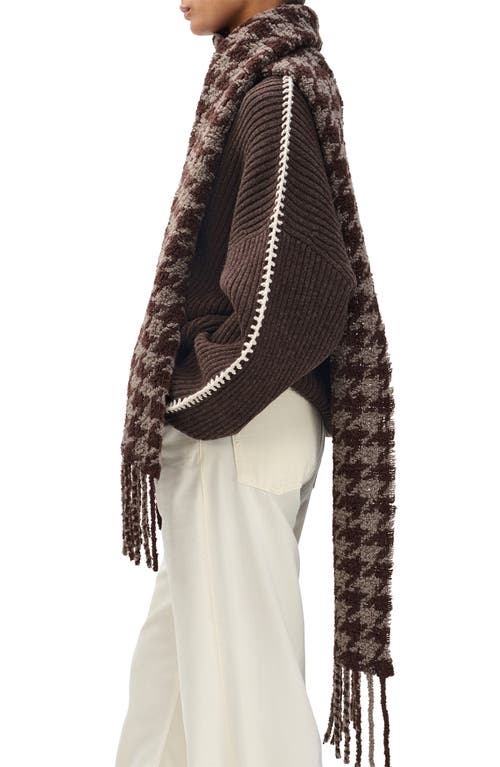 Rag & Bone Nora Houndstooth Fringe Scarf In Brown