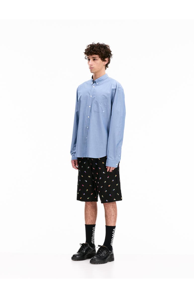 vowels Floral Embroidered Easy Shorts, Alternate, color, Black
