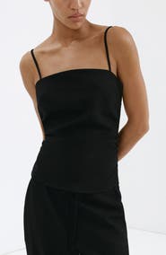 MANGO Ruched Square Neck Camisole