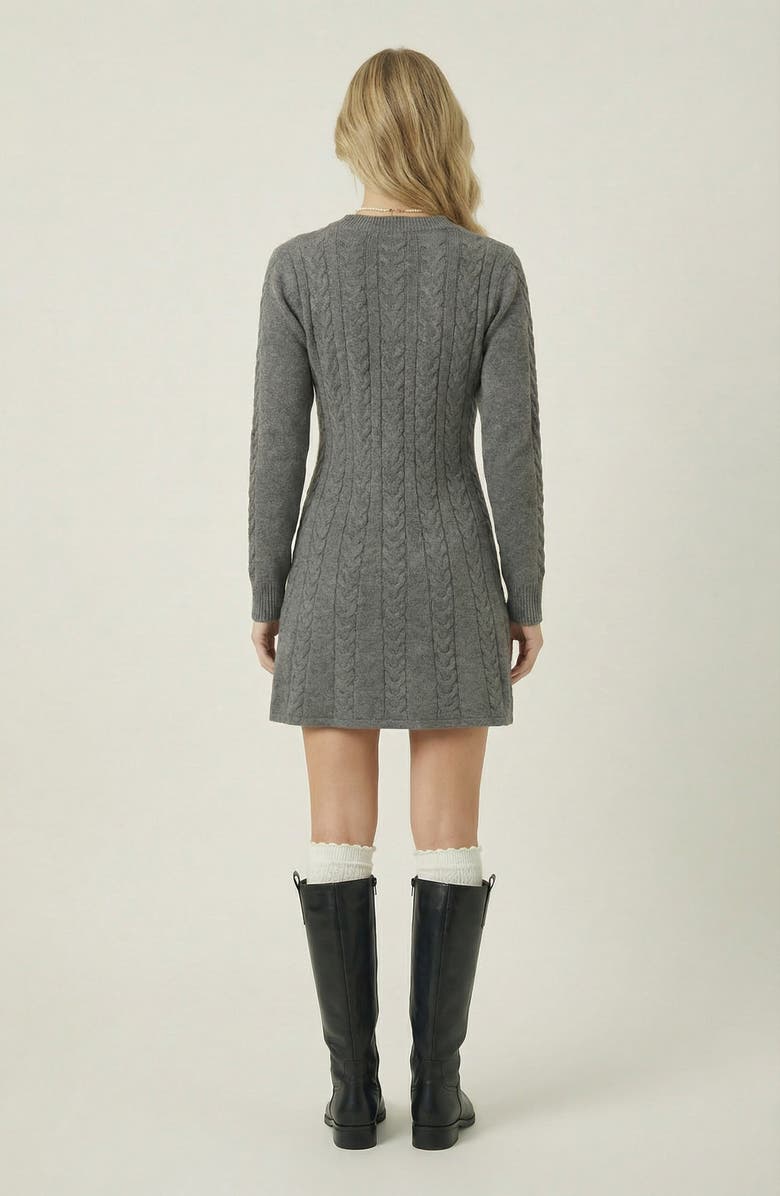 Modenaire Cable Knit V-Neck Sweater Dress, Alternate, color, Heather Grey