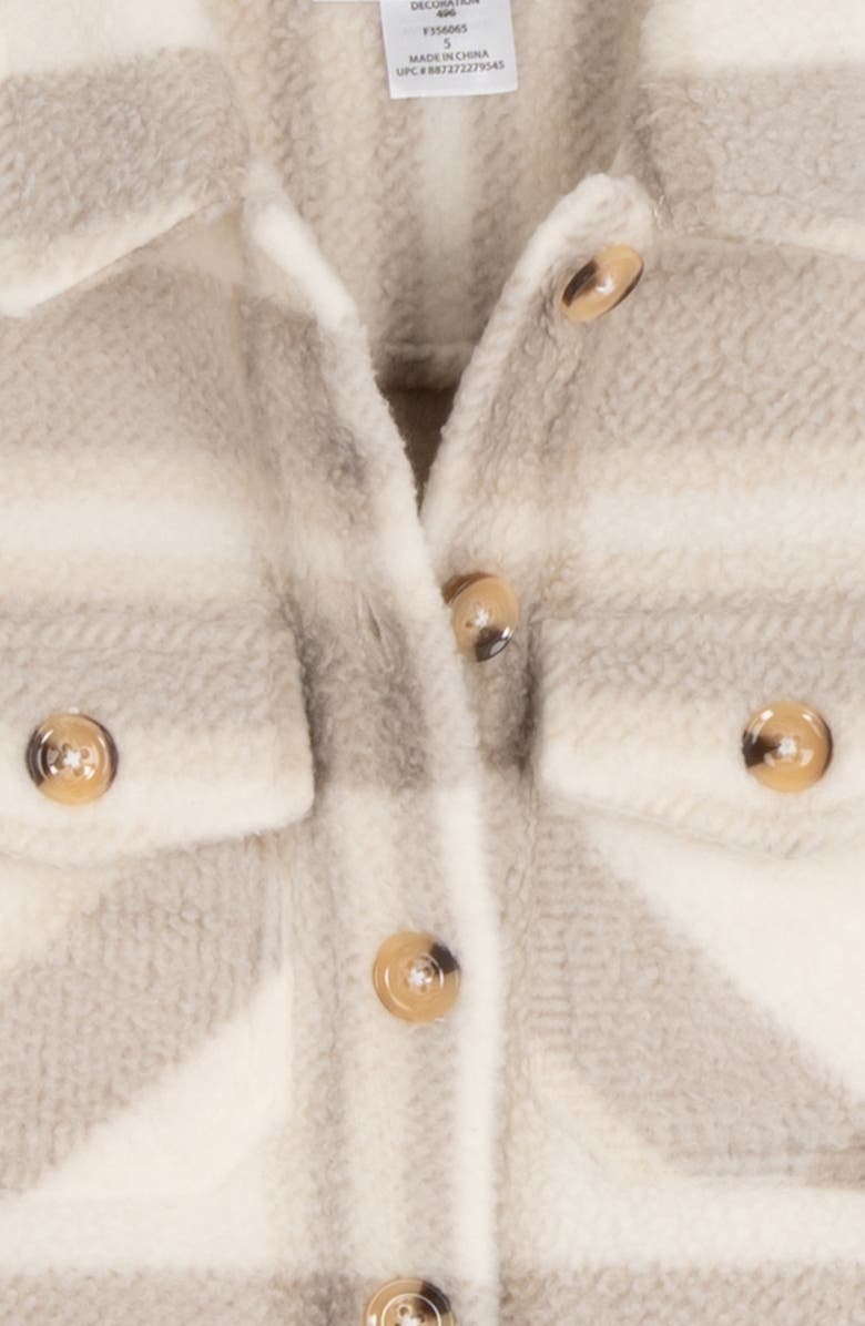 Rare Editions Kids' Plaid Fleece Shacket, T-Shirt & Flared Leggings Set, Alternate, color, 